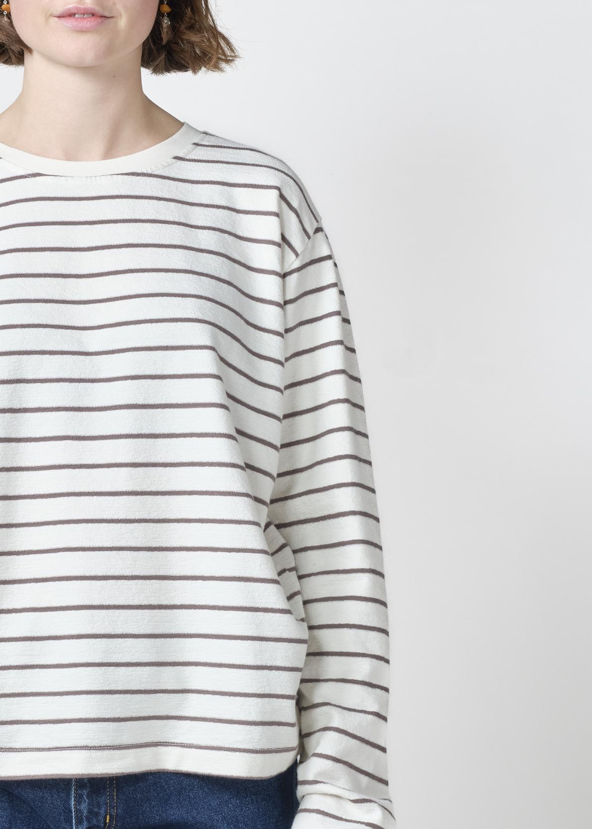 Klitmøller Paulina LS Tee Cream Taupe Damen Streifen Langarm creme